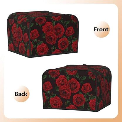 Red Black Rose Flower 4 Slice Toaster Cover, Waterproof Toaster Dust Cover - Image 4