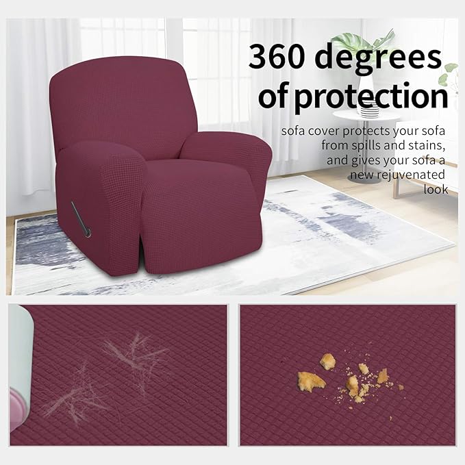 Easy-Going 4 Pieces Oversized Recliner Stretch Sofa Slipcover Sofa Cover - Image 3