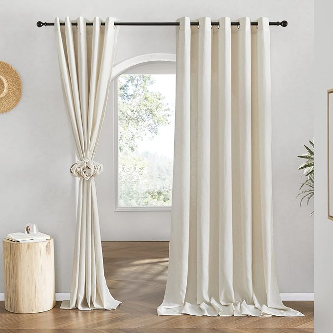 NICETOWN Flax Natural Linen 78 inch Curtains by NICETOWN