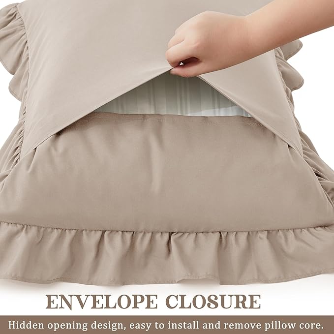 KKJIAF Ruffle Pillow Cases King Size Set of 2, Ruffled Pillow Covers - Image 5