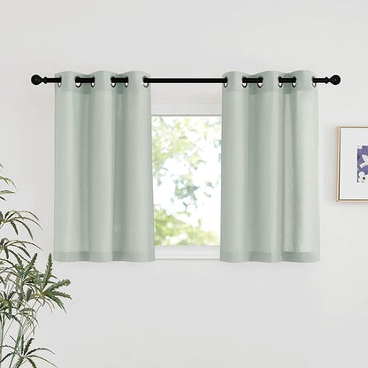 NICETOWN Sage Green Linen Kitchen Window Curtains Over Sink, Grommet Thick by NICETOWN