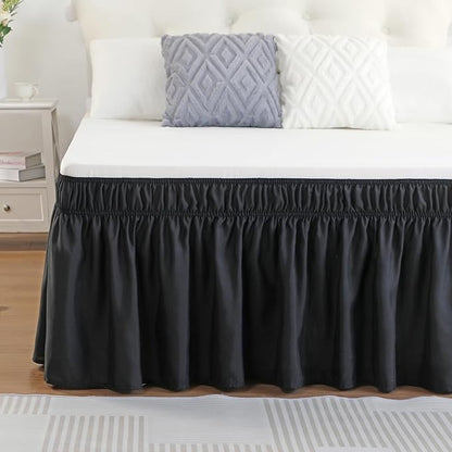 RIMELA Bed Skirt Wrap Around Elastic Dust Ruffles Solid Color Wrinkle and Fade - Image 9