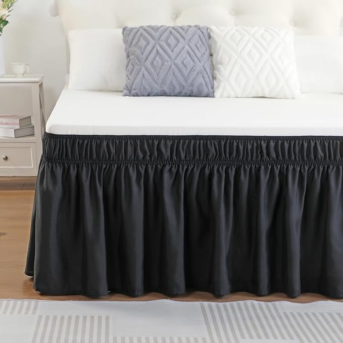 RIMELA Black Bed Skirt King Size 14 Inch Drop, Elastic Bed Skirting - Image 9