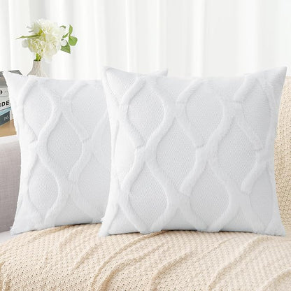 decorUhome Throw Pillow Covers 26x26 Inch Set of 2, Soft Plush Faux Fur Wool by decorUhome