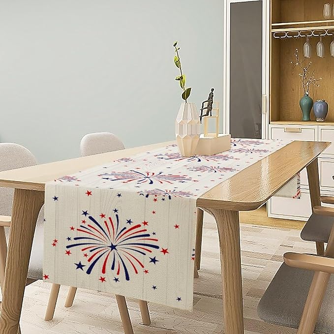 Fireworks Table Runner, 4th of July Patriotic Memorial Day American - Image 3