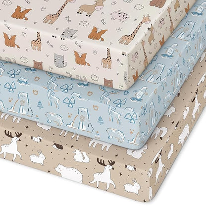 Pack and Play Sheets Fitted 3 Pack, Mini Crib Sheets by Unnivoll