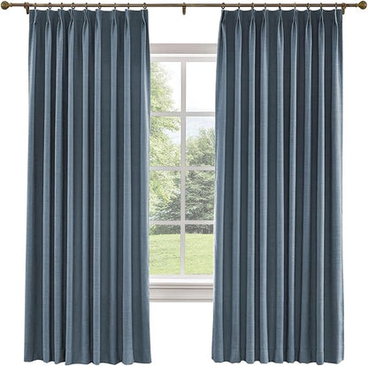 TWOPAGES 52 W x 108 L inch Pinch Pleated Curtain Room Darkening Linen Drapery by TWOPAGES