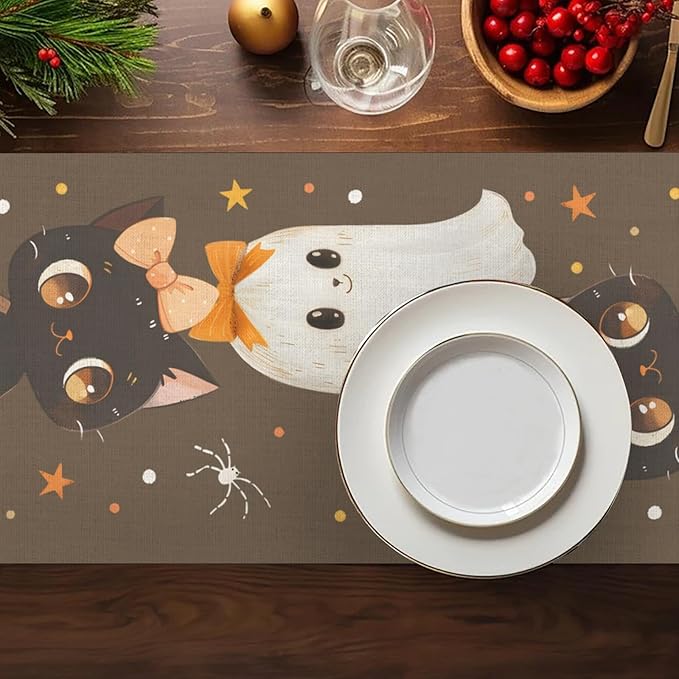 Halloween Pumpkin Table Runner, Cotton Dining Table Runner, Coffee Table Decor - Image 4