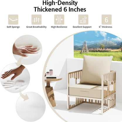 6'' deep seat cushion outdoor set, olefin water, side view