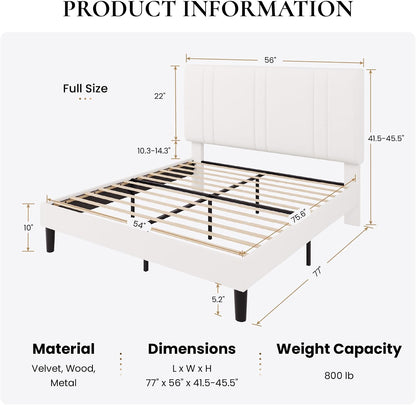 sha cerlin full size velvet bed frame with shown in use