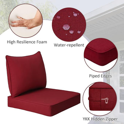 Outdoor Patio Chair Cushions Set, Water-Repellent, Fade Resistant, Deep Seat - Image 3