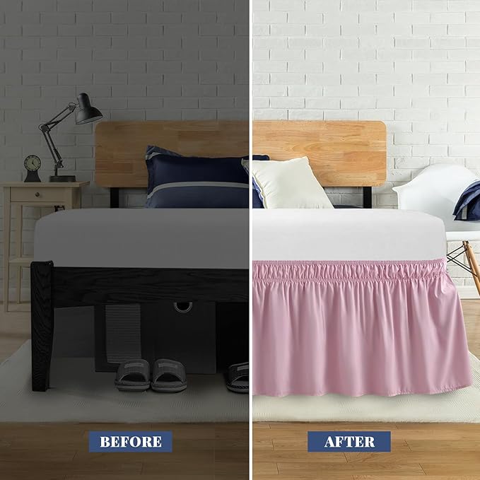 Full Bed Skirt, Elastic Wrap Around Bed Skirt Full Size, Bed Skirts - Image 3