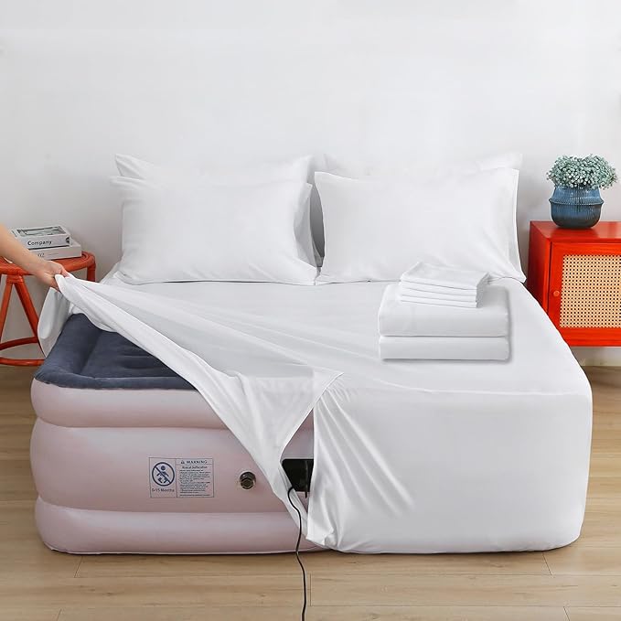 Air Mattress Sheet Set Queen Size, 6 Piece Deep Pocket Bed Sheet Set by Bedecor