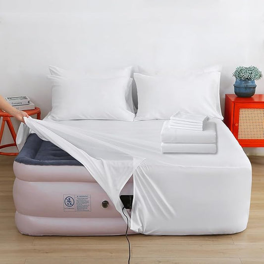 Air Mattress Sheet Set Queen Size, 6 Piece Deep Pocket Bed Sheet Set by Bedecor