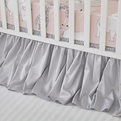 Brandream Crib Bed Skirt for Baby Girls Boys Gray Boho Bohemian Neutral Solid - Image 2