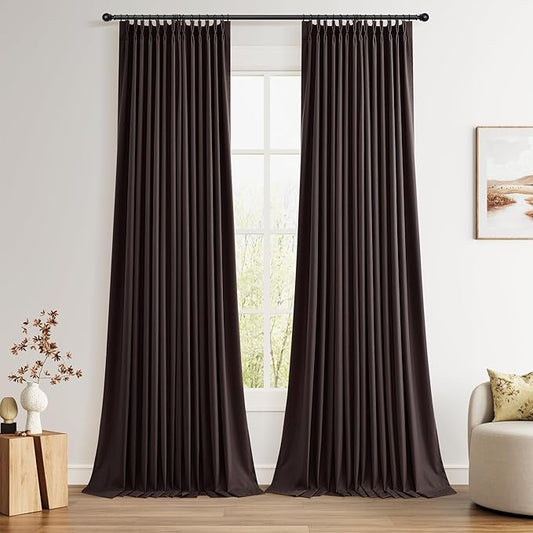 Joywell Pinch Pleated 100% Blackout Linen Curtains 2 Panels Linen Blend Room by Joywell