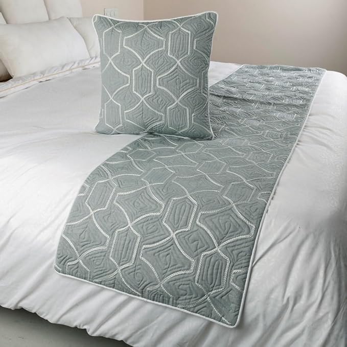 The HomeCentric King Queen Twin Grey Blue Bed Runner - Image 4