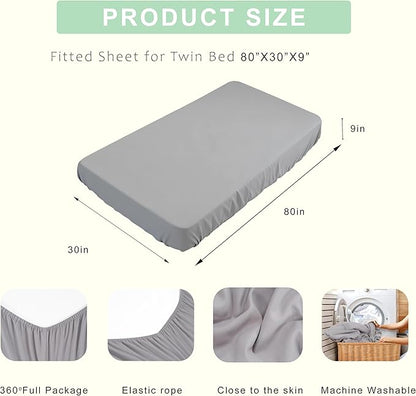 Fitted Sheets 30x80 Inches, 1 Pack Super Soft Microfiber Cot Size Sheet Set - Image 2