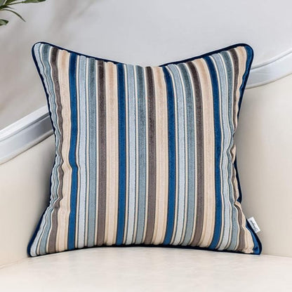 Yangest Blue Striped Throw Pillow Cover Multicolor Velvet Cushion Cover Modern by Yangest