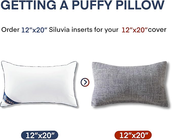 Siluvia Decorative 12x20 Pillow Inserts Set of 2 - Image 3