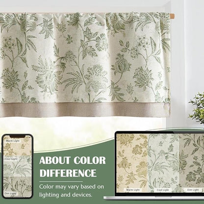 jinchan Floral Valance Curtain Linen Kitchen Valance - Image 8