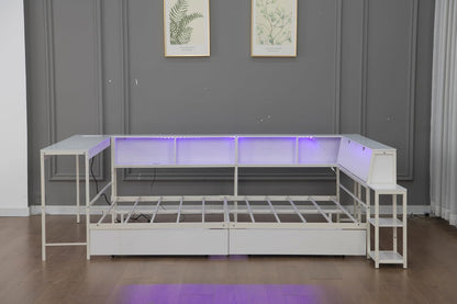 bellemave full size corner bed frame with storage, view 9