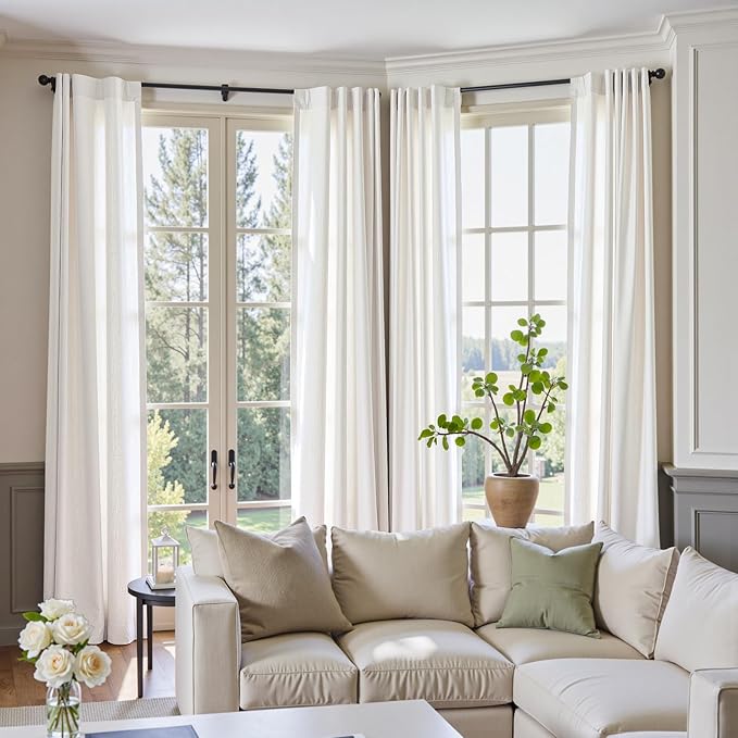 jinchan Linen Curtains 50W x 96L Inch Off White - Image 4