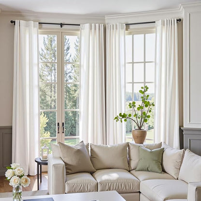 jinchan Linen Curtains 50W x 96L Inch Off White - Image 4