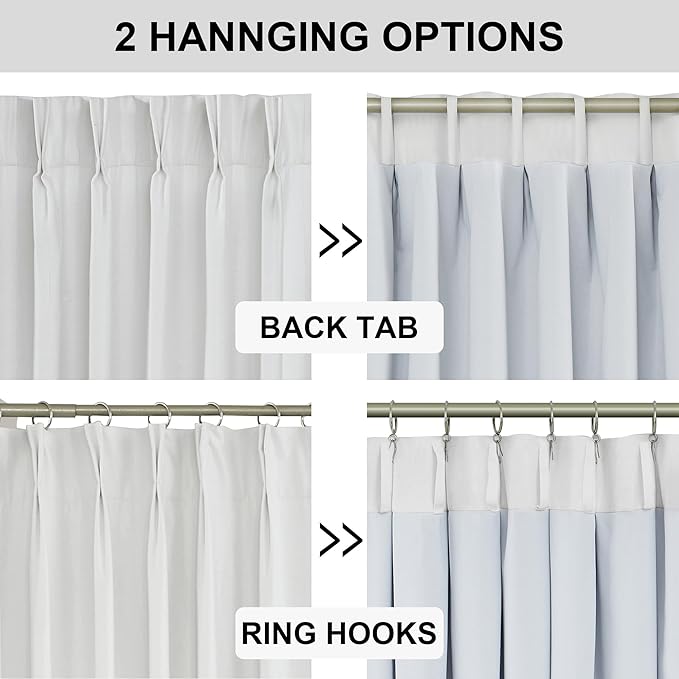 Vision Home White Pinch Pleated Full Blackout Curtains Thermal Insulated Window - Image 4