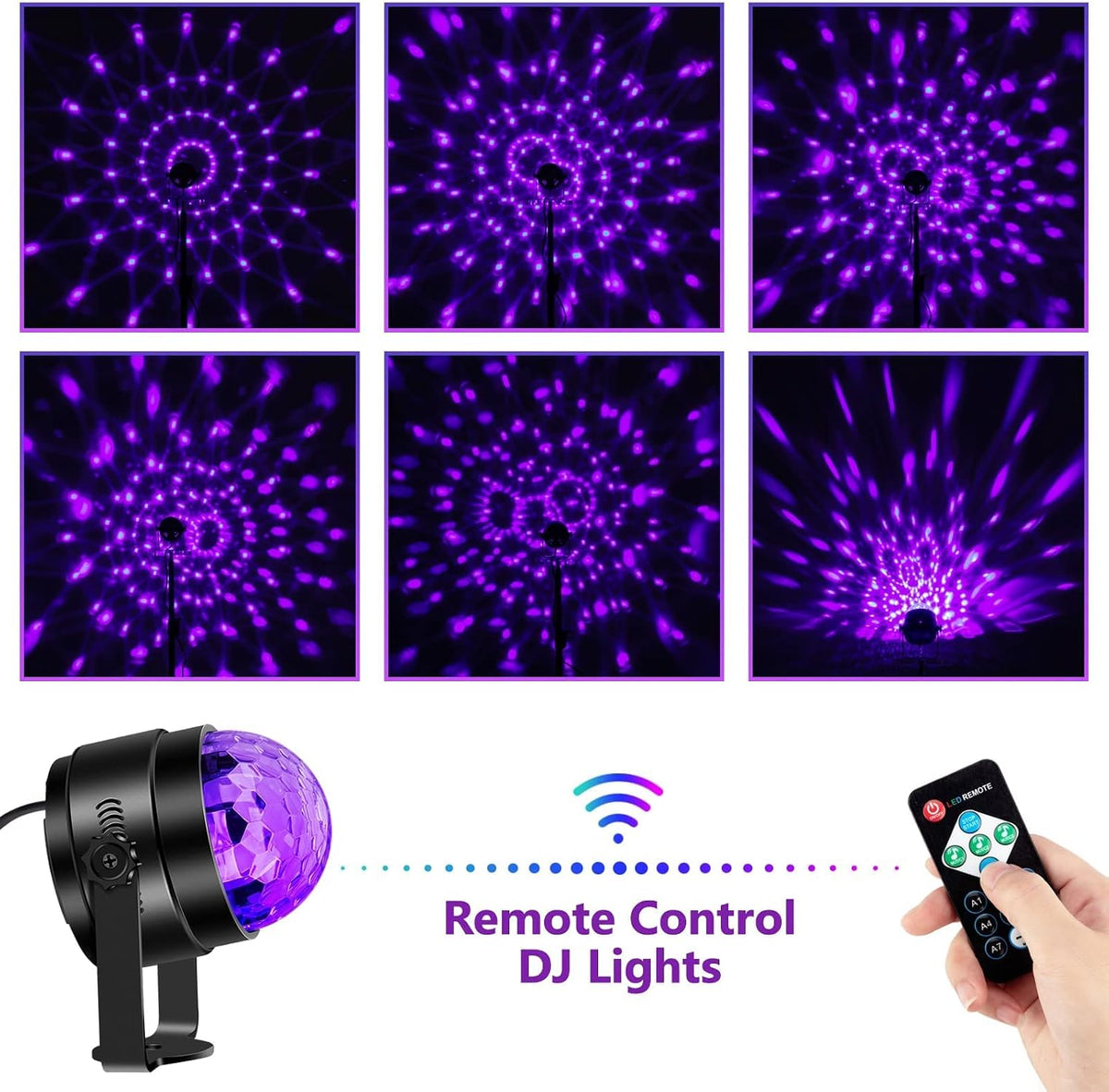 Litake UV Black Light for Glow Party, Sound Activated Party Light with Remote, LED Disco Ball Strobe Light in Dark Party Supplies, Dj Lighting for Halloween Birthday Home Dance Party Decoration 4 Pack