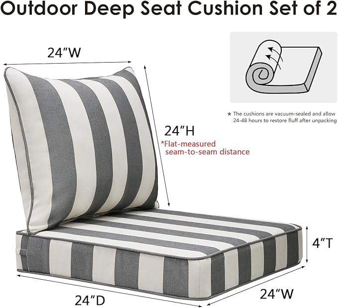 Outdoor Patio Chair Cushions Set, Water-Repellent, Fade Resistant, Deep Seat - Image 5