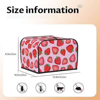Pink Strawberry Kawaii Fruit 4 Slice Toaster Cover, Waterproof Toaster Dust - Image 6