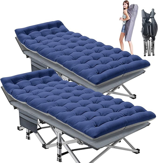ABORON Camping Cot for Adult 28" Extra Wide, 2PK Heavy-Duty 1200D Oxford Cot by ABORON