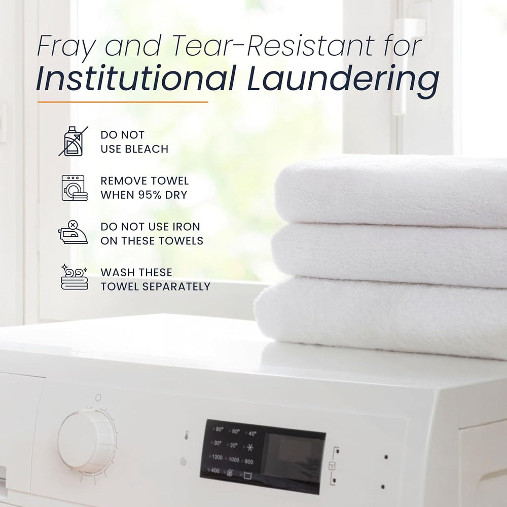 belem Fast Drying Hotel Towels - Pack of 60 (24x50) White Large Bath Towels B...