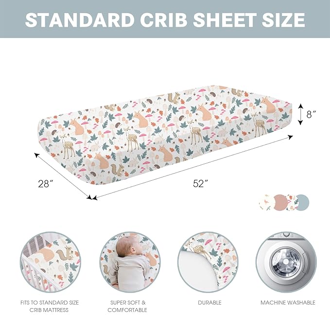 Bimocosy Crib Sheets 4 Pack, Baby Crib Sheets Fitted - Image 6