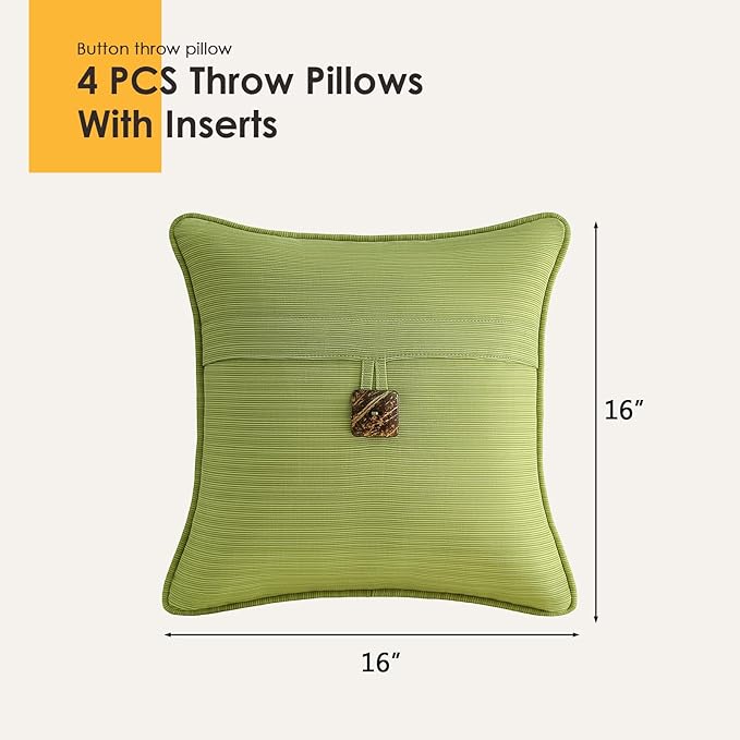 Outdoor DecorativePillows with Coconut Button Pack of 4, Chartreuse - Image 7