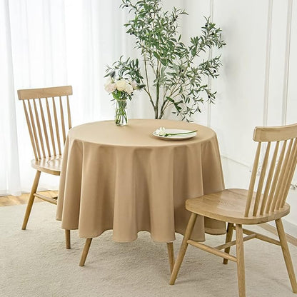 maxmill Round Linen Looking Textured Tablecloth Spill-Proof Wrinkle Free Soft - Image 2