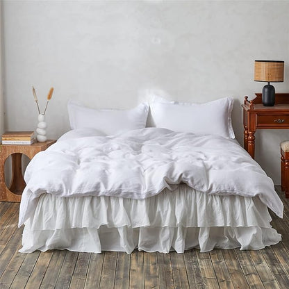 BISELINA White Ruffled Bed Skirt 22-Inch Tailored Drop Cotton Voile Dust Ruffle - Image 9