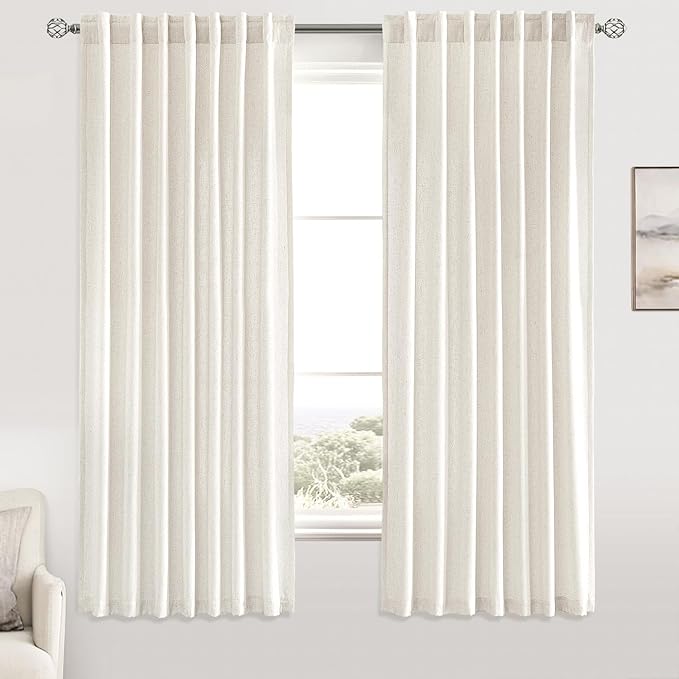 MIULEE Non-See-Through Privacy Linen Curtains 2 Panels, Light Filtering Window - Image 2