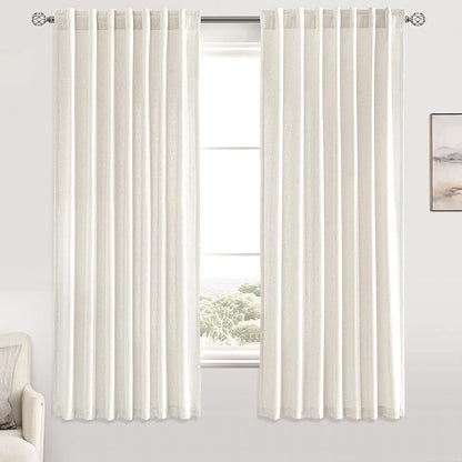 MIULEE Non-See-Through Privacy Linen Curtains 2 Panels, Light Filtering Window - Image 2