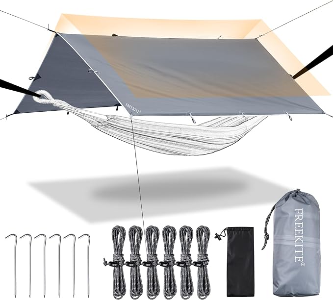 Camping Tarp Tent Portable Multifunctional Bushcraft Backpacking Tear-Resistant by FREEKITE