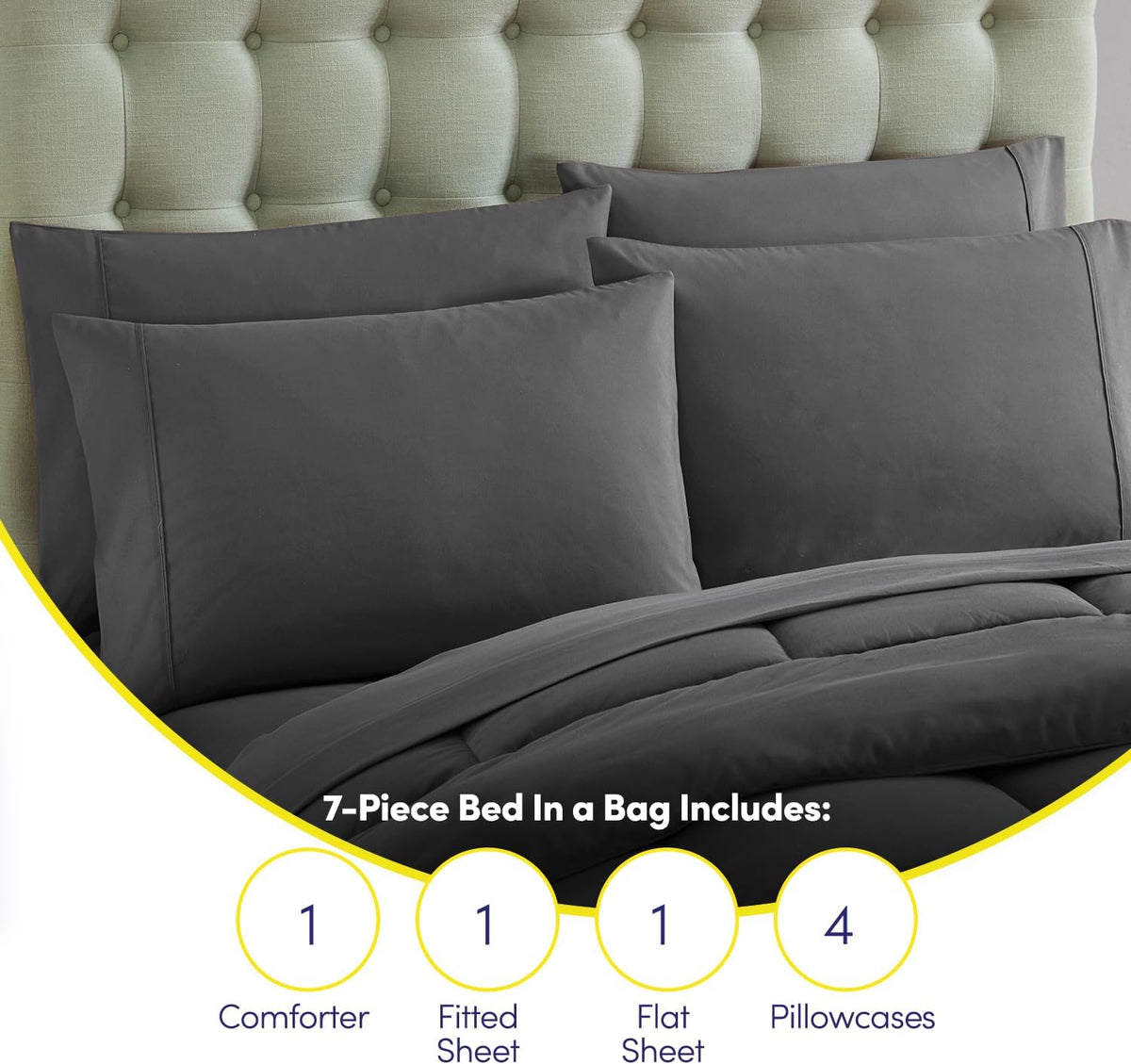 full size comforter set with sheets - 7-piece, package contents