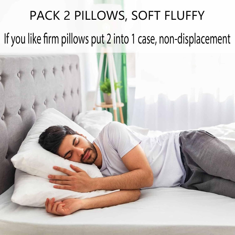Acteb Ultra Thin Flat Soft Bed Pillows Standard Size Set of 2 Pack for Sleepi...