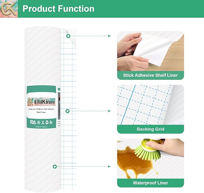 Self-Adhesive Shelf Liner Kitchen Liner, Waterproof Backed Paper Easy Peel and - Image 2