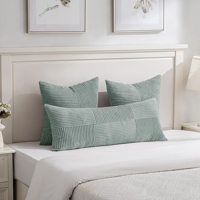 Fancy Homi 2 Packs Grey Blue Decorative Throw Pillow Covers 18x18 Inch - Image 5