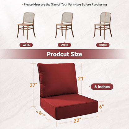6" Thick Outdoor Cushions 22x24x6, 1-Set Deep Seat Patio Cushions - Image 8