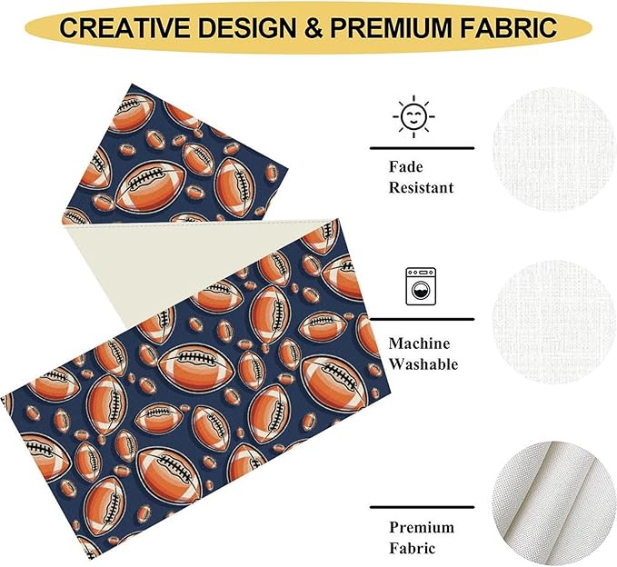 Rugby Table Runner, Seasonal Rugby Boy Football Game Day Sports Themed Birthday - Image 5