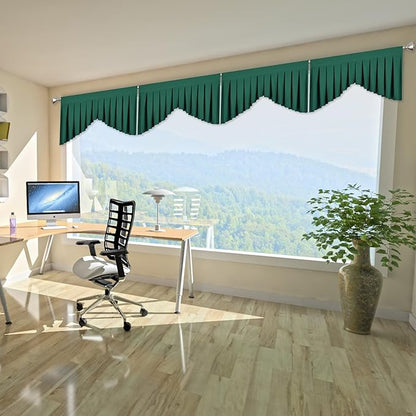 Valances for Windows Dark Green Window Valance for Living Room Rod Pocket - Image 2