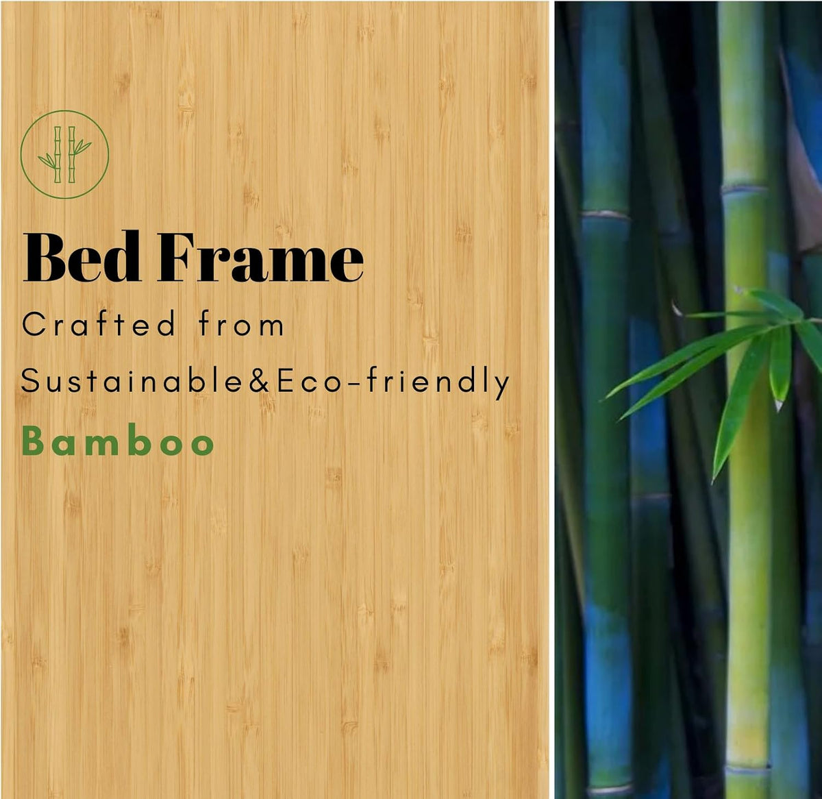 14 inch high bamboo wood twin bed frame showing dimensions
