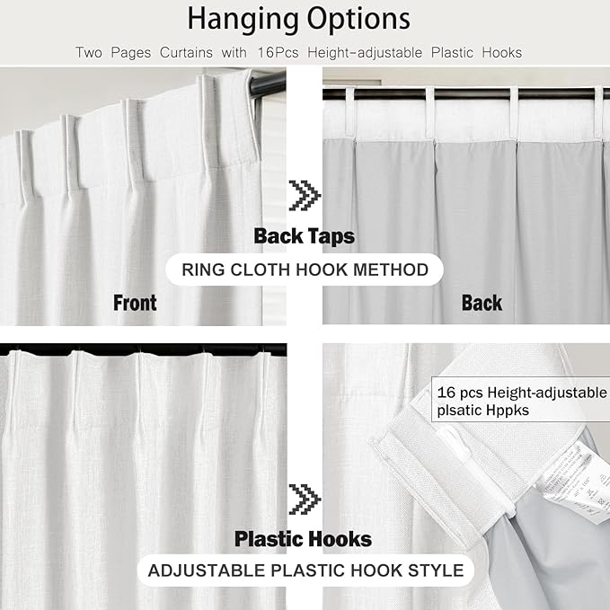 IVAPUPU Pinch Pleated Linen Blend Blackout Curtains - Image 7